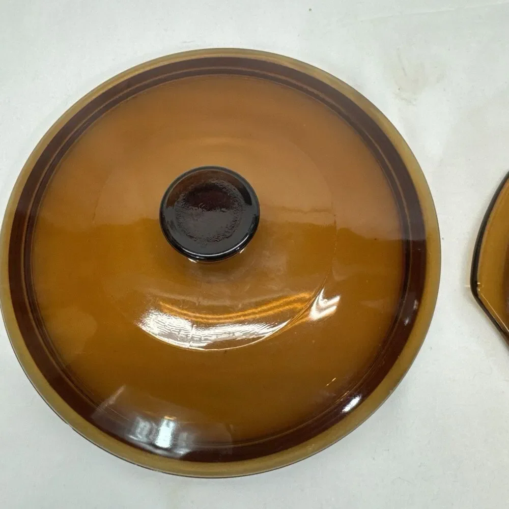 1 Quart Anchor Hocking Fire King Amber Glass Casserole Dish WITH LID No 436 VTG